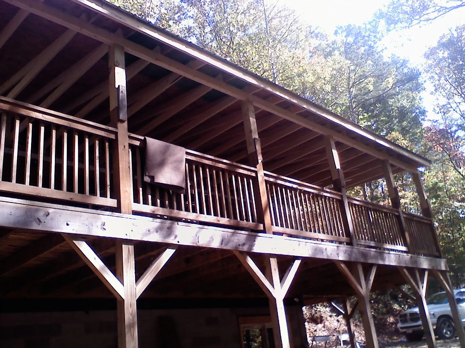 Timber framing under a new elevated porch and deck — Roof Leak Repair in Morristown by Roofing Brothers